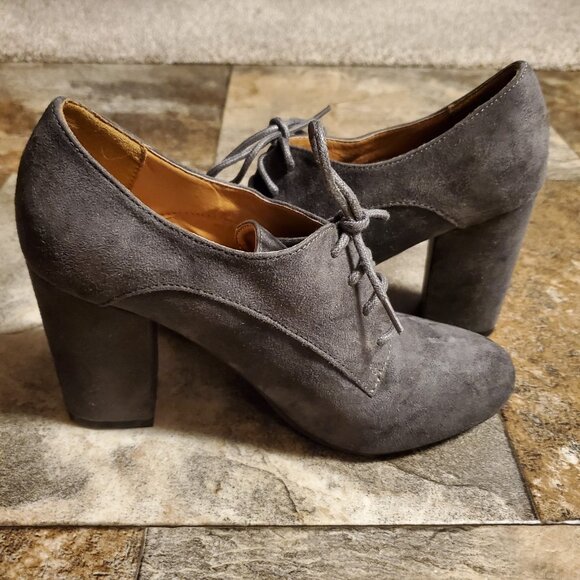 A.N.A. Lace Up Spectator Pumps Booties Womens 8.5 Faux Suede Brown - Picture 3 of 5